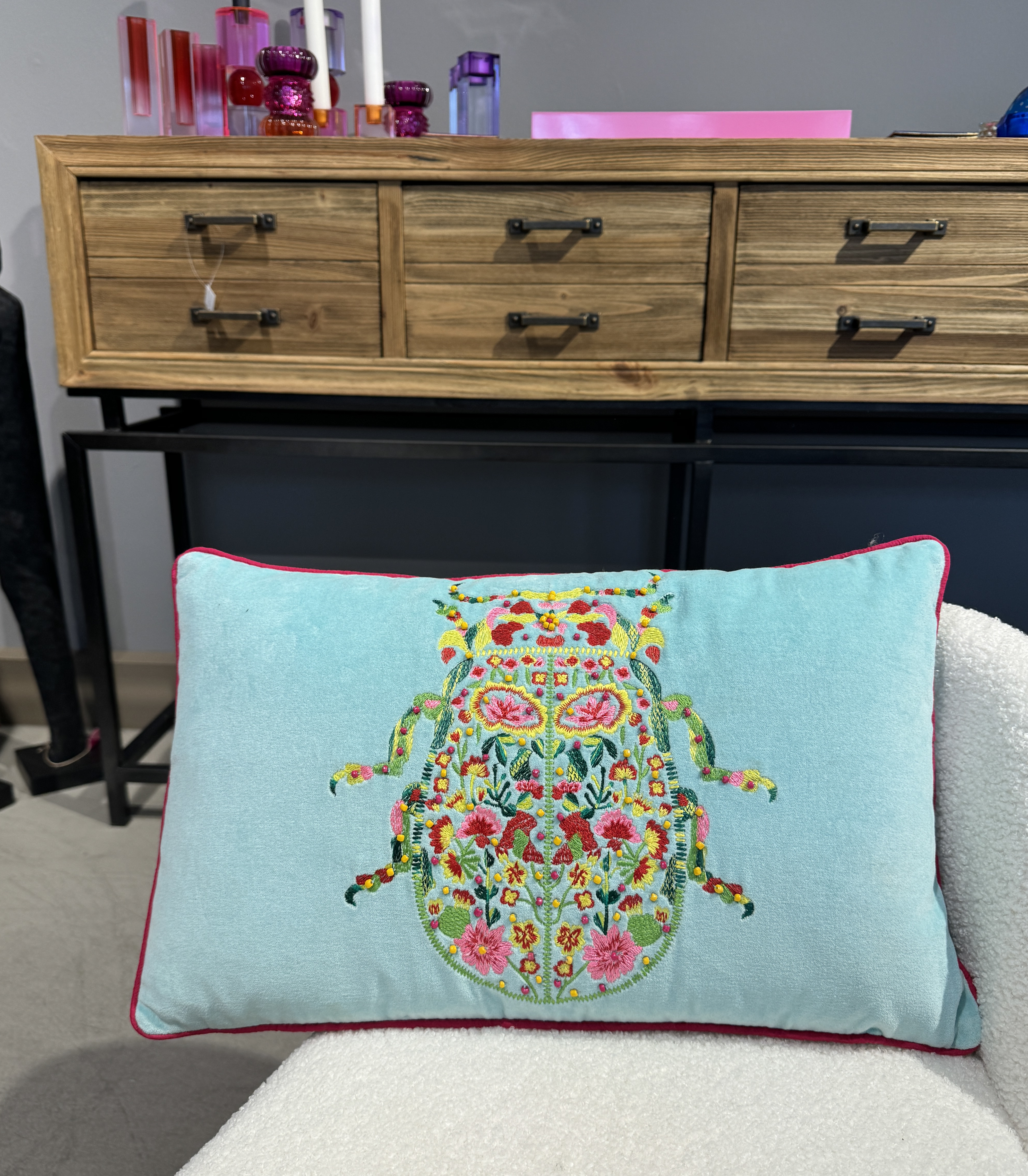 Samtkissen Rechteckiges BETTLE petrol