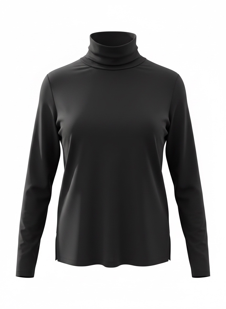Uli Schneider - Single Jersey Rollneck Black Modal-Rollkragenshirt