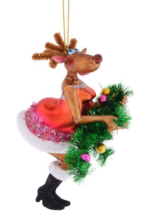 Hänger Rentier mit Tannengirlande