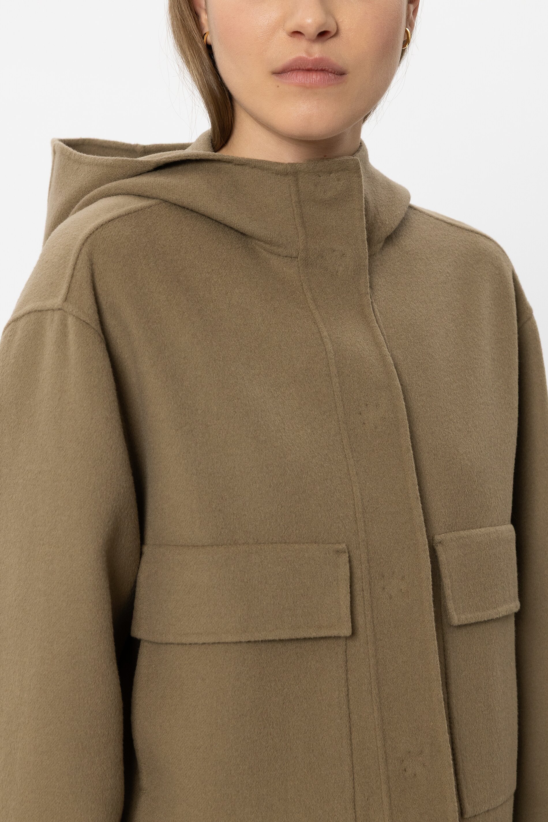Luisa Cerano - Kapuzenjacke Salbei aus Wolle-Kaschmir-Mix
