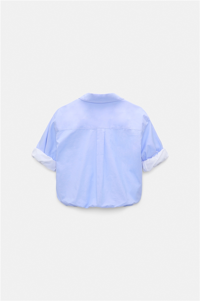 Dorothee Schumacher - Zweilagige, kurz geschnittene Blousonbluse oxford blue