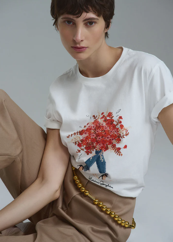 Railin- T-Shirt Flowers off white