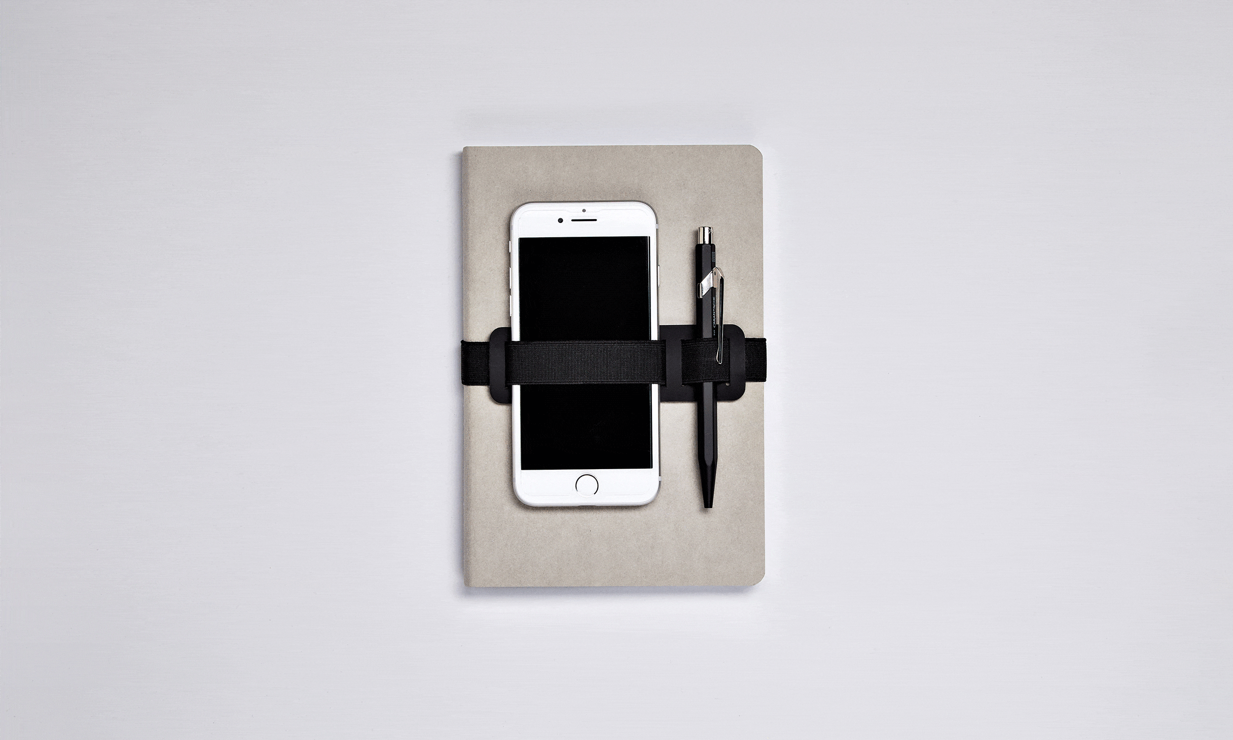 Nuuna - Notizbuch Voyager L grau mit Flexcover und Textilband