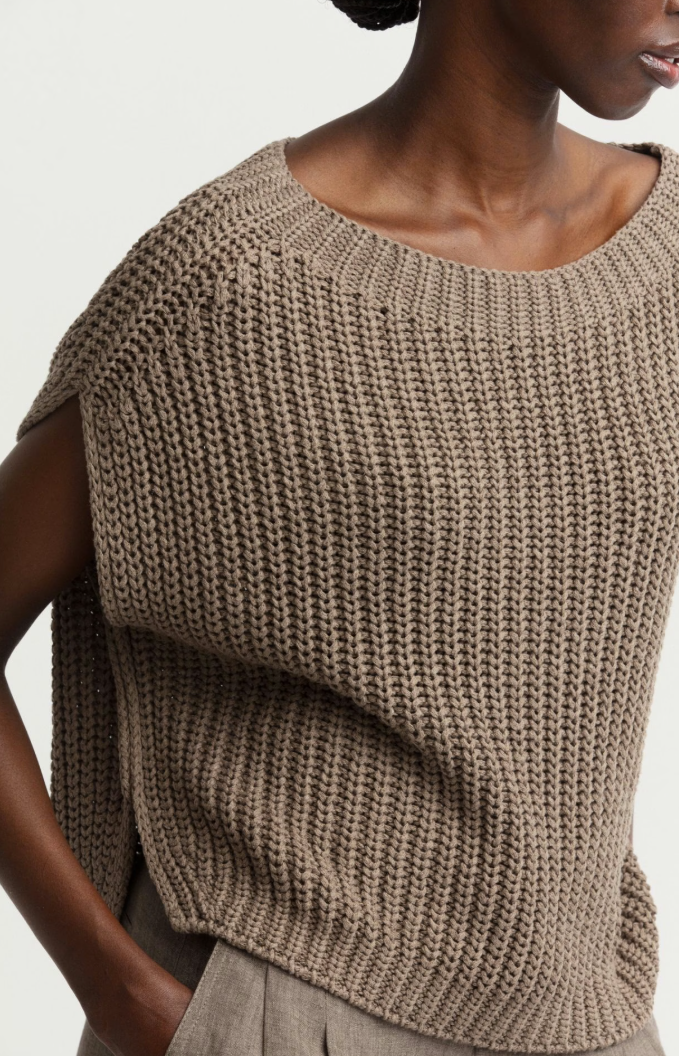 Iris von Arnim - Kurzarm Pullover taupe