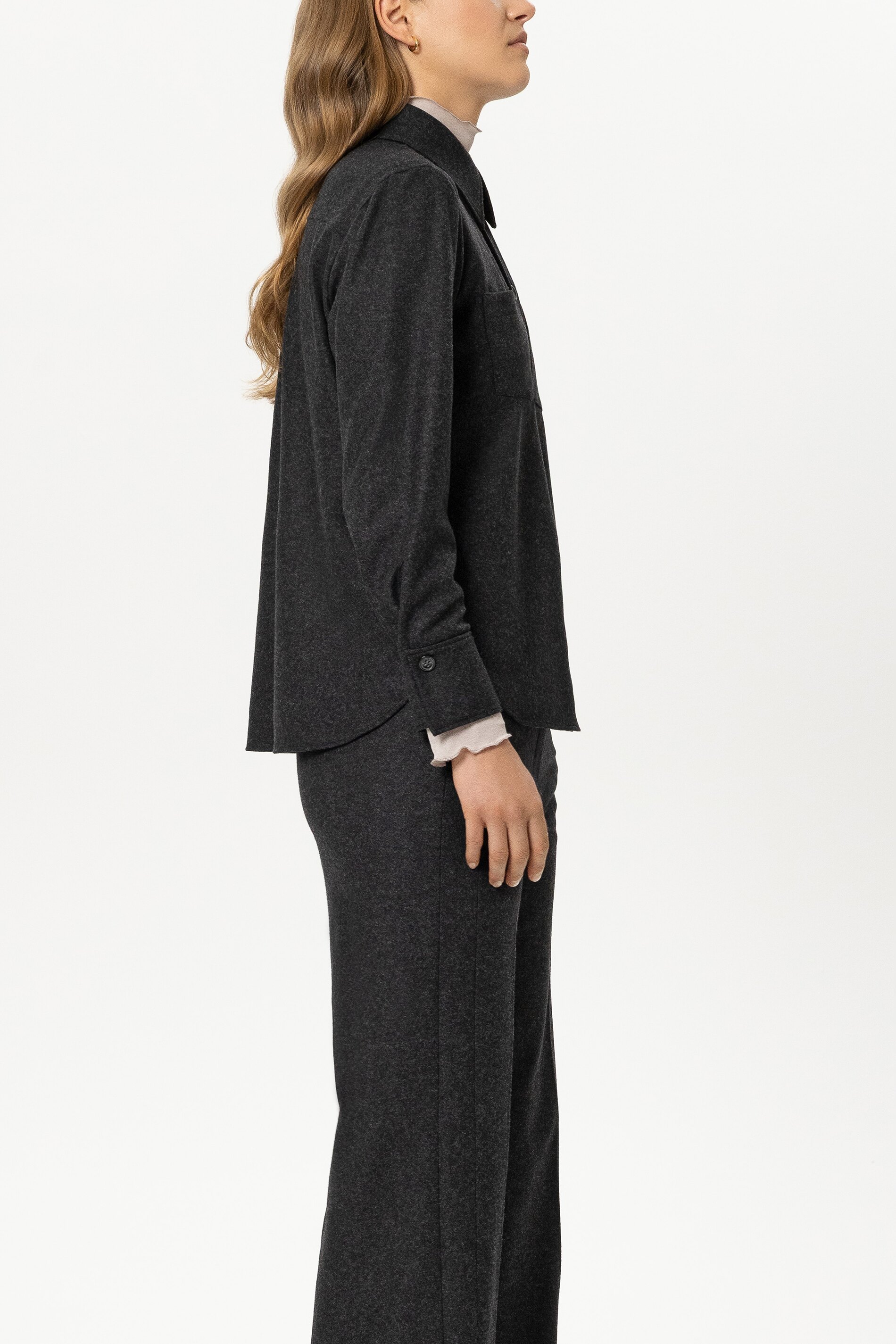 Luisa Cerano - Wide-Leg-Hose Anthrazit aus Wollflanell-Jersey