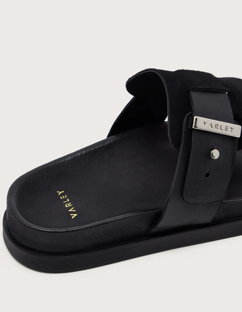 Varley - Suna Toe Post Sandale Schwarz  Veloursleder