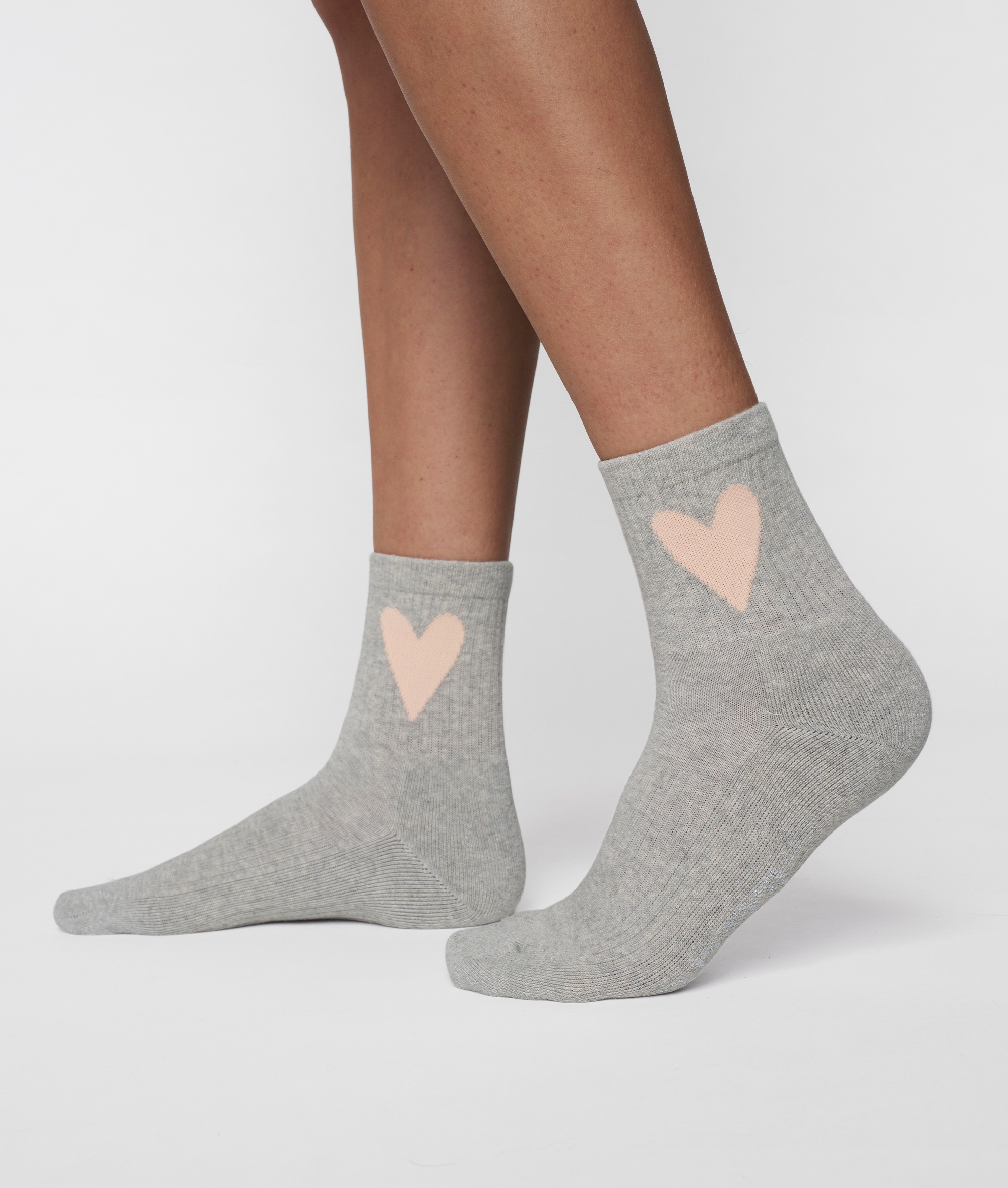 10 Days - Socken grau mit hellrosa Herz