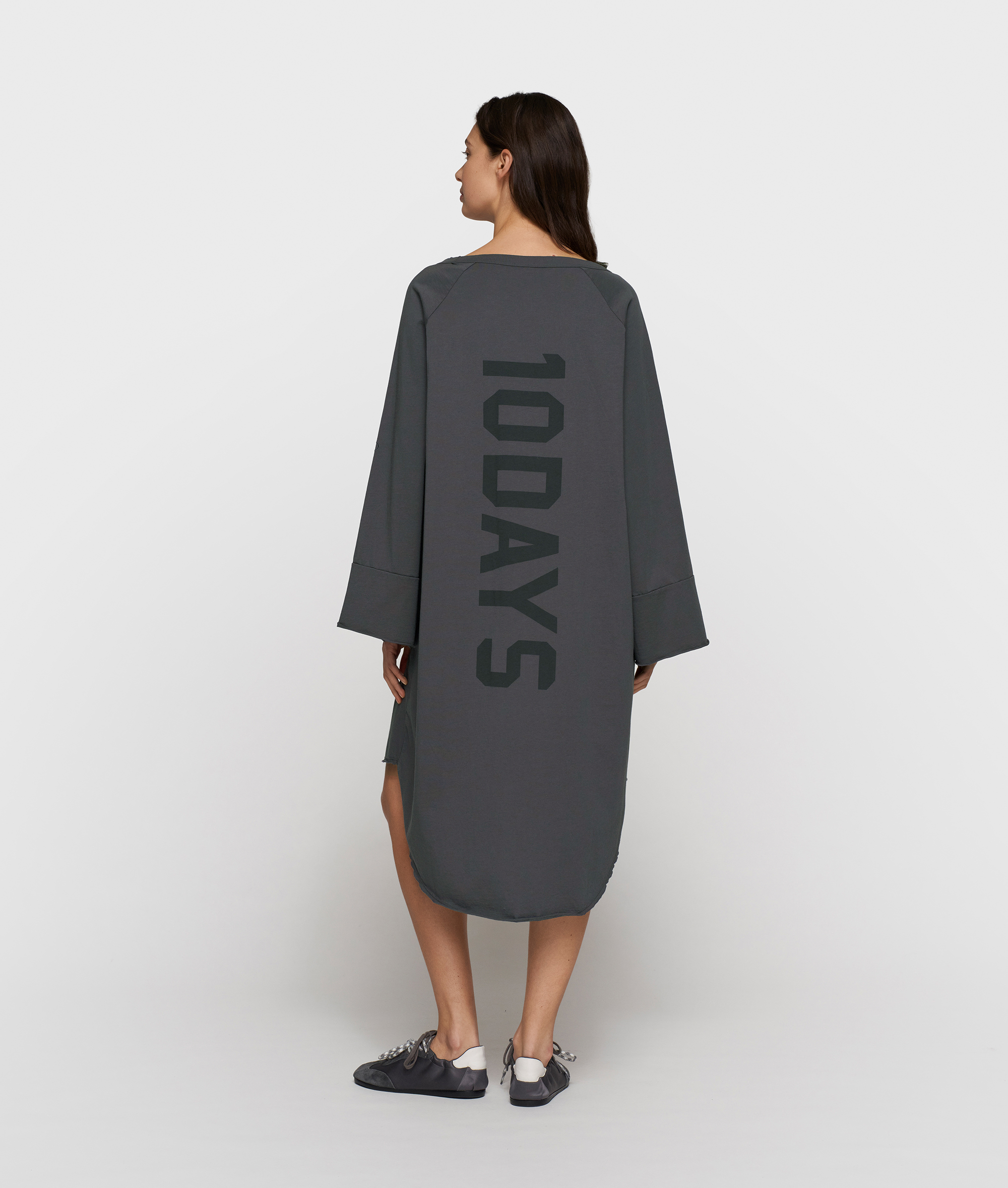 10 Days - Oversized Jerseykleid Steel Blue Organic Cotton