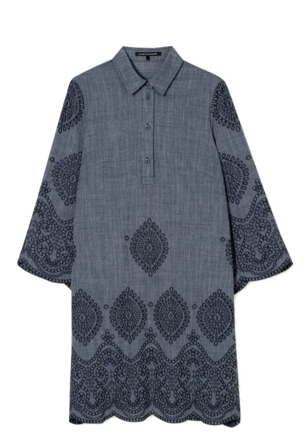 Luisa Cerano - Denimkleid mit Strickmuster