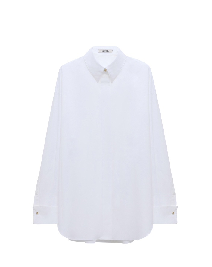 Dorothee Schumacher - POPLIN POWER II Blouse Pure White | Oversized Baumwoll-Popeline-Hemd mit Button-down-Kragen