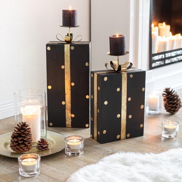 Kerzenhalter Geschenk schwarz gold