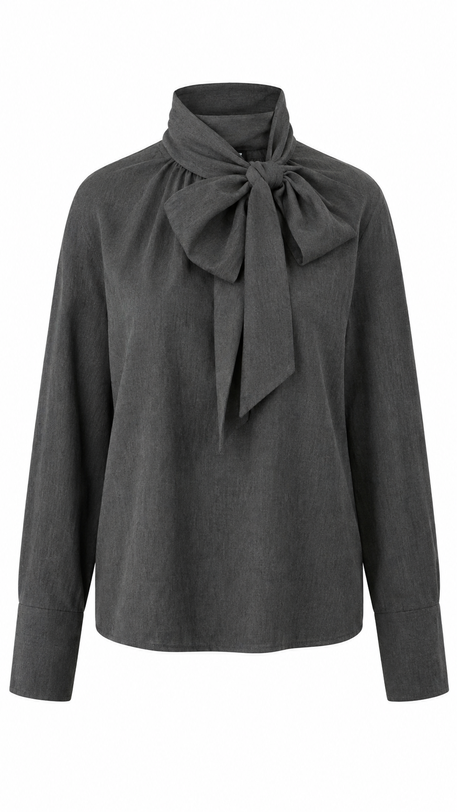 Uli Schneider - Batist-Foulard-Bluse Graphit Stehkragen
