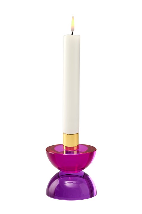 Dioptrics Kristallglas Kerzenhalter Cabochon doppelt  pink/lila