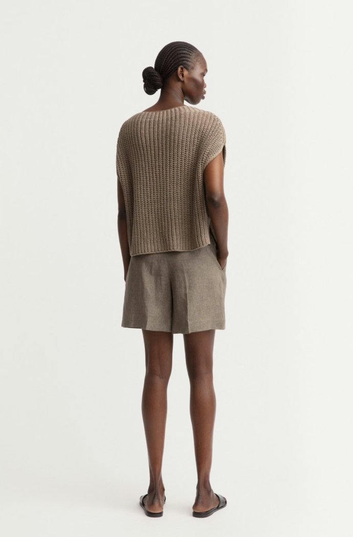 Iris von Arnim - Kurzarm Pullover taupe