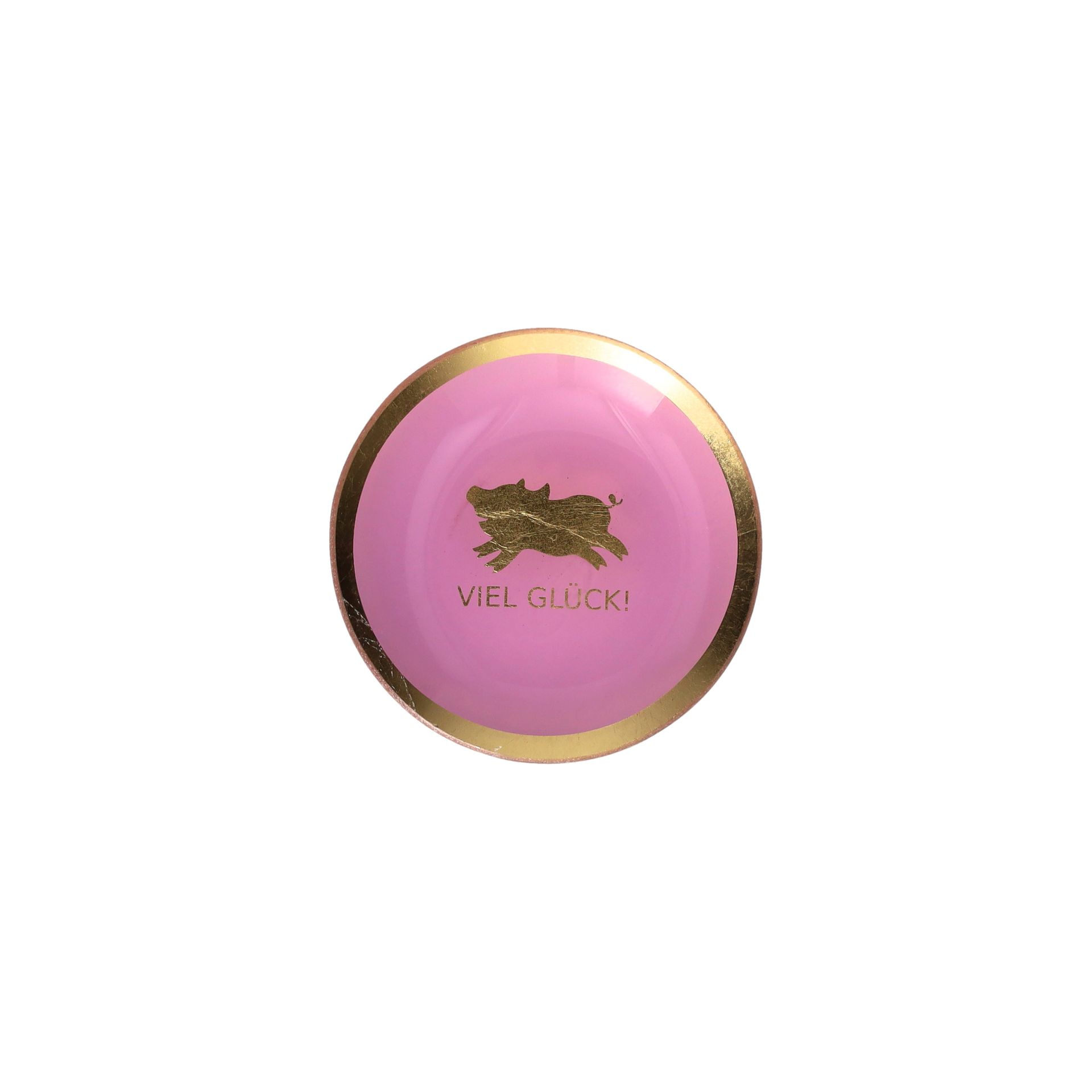 Gift Company - Love Plates Glasteller S Rosa mit Glücksschwein