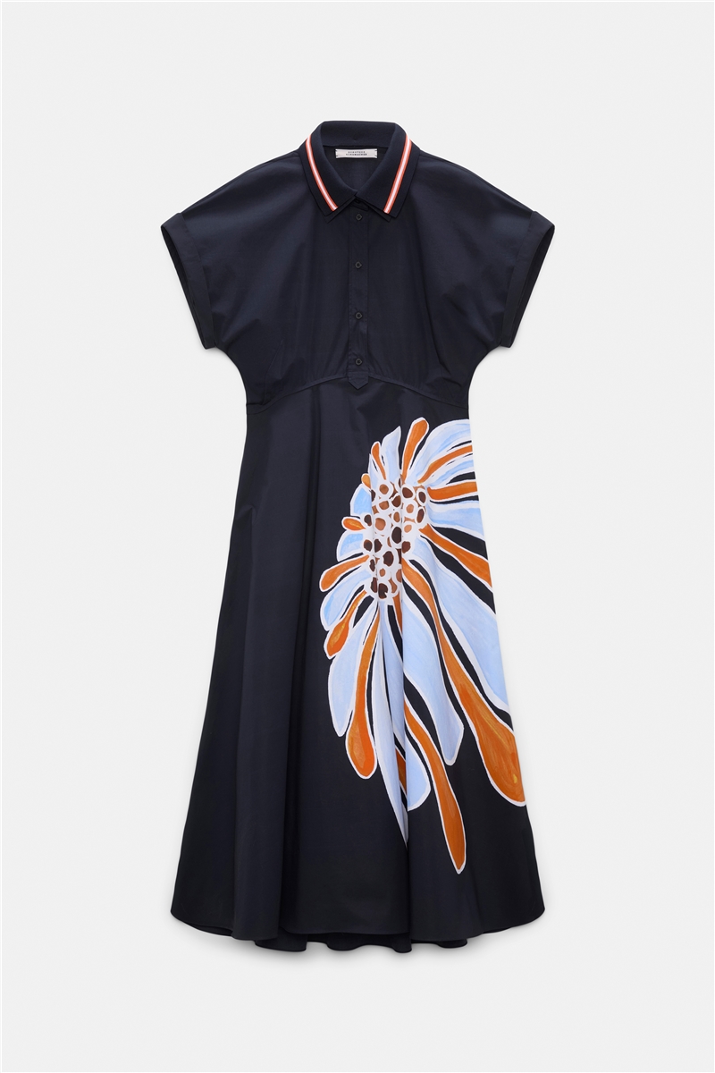Dorothee Schumacher - Kleid mit floralem Signature-Print aus Baumwoll-Popeline dark navy