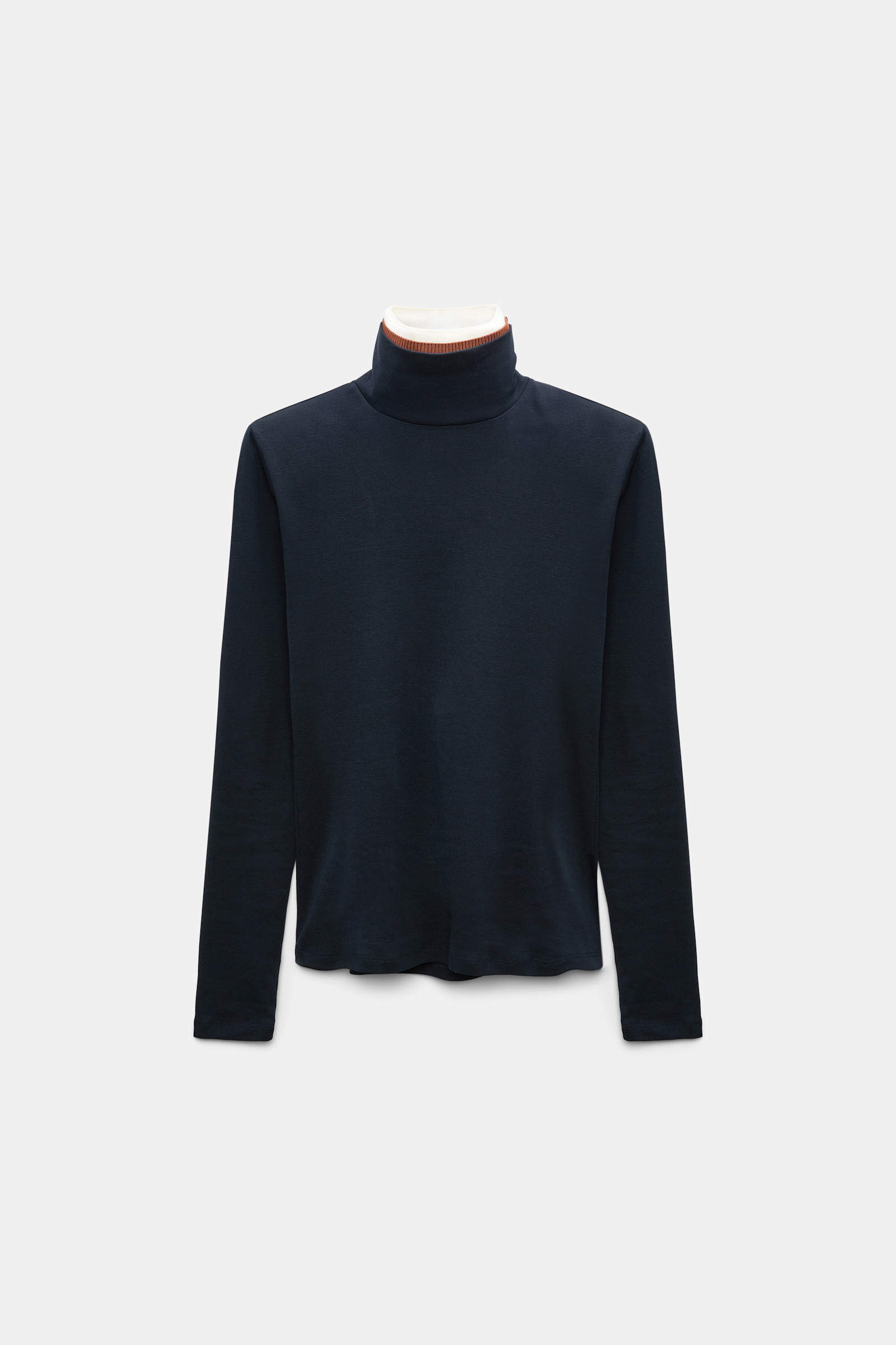 Dorothee Schumacher - Rollkragenpullover Navy/Rust Baumwolle Kontrastkragen