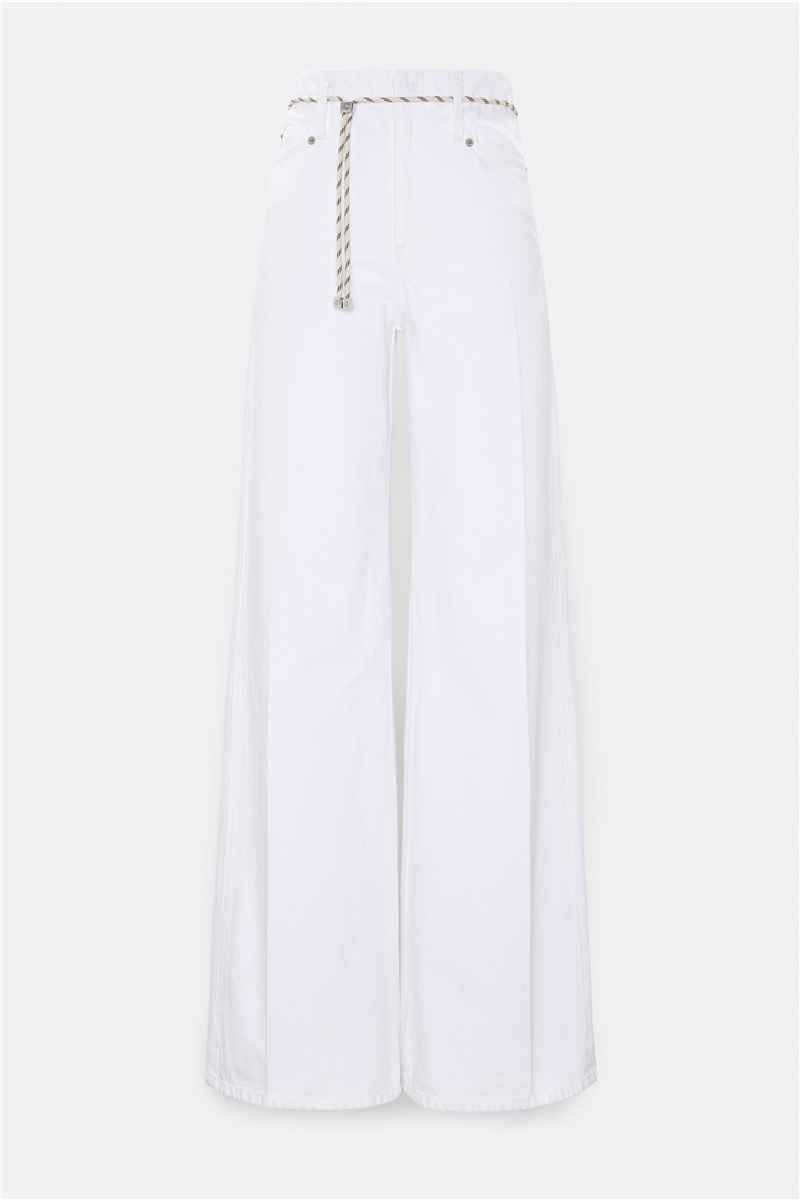 Dorothee Schumacher - Long, wide Jeans mit Kordel-Gürtel pure white