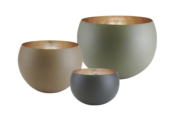 Madras Windlicht L dunkelgrau