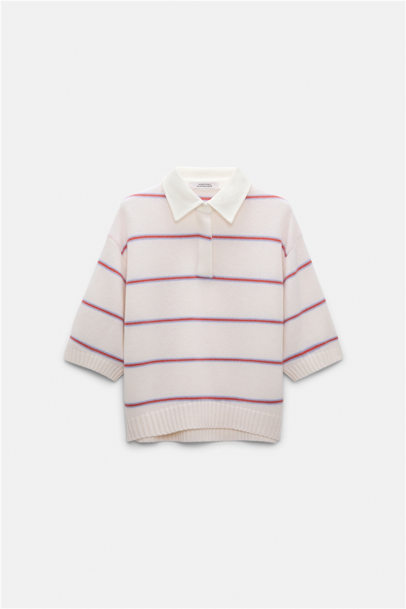 Dorothee Schumacher - Gestreiftes Polo Pullover white sky trio
