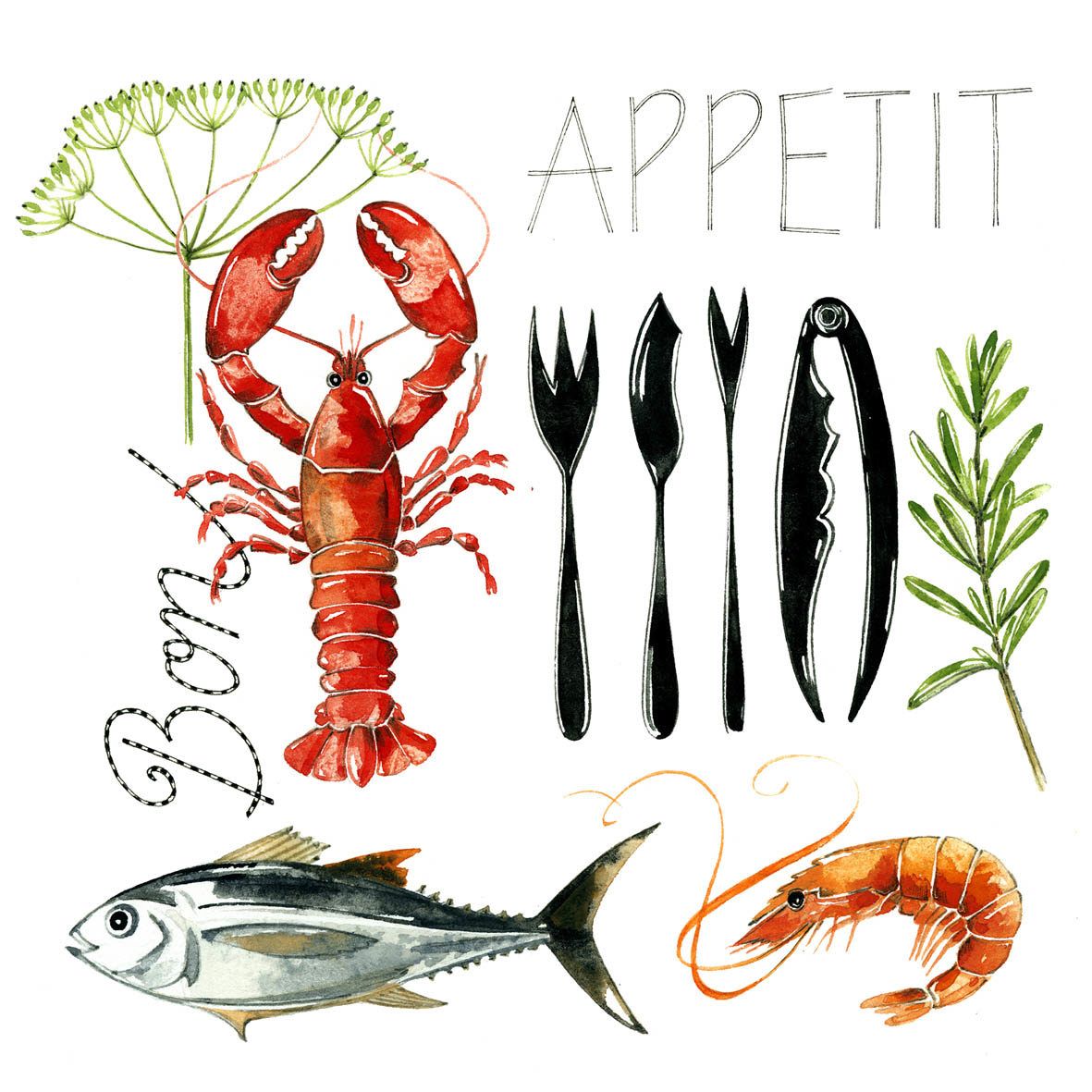 Servietten Fish Food Napkin